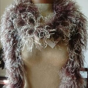 PELLE NOVA GENUINE MONGOLIAN LAMB FUR SCARF🐑 NWT!